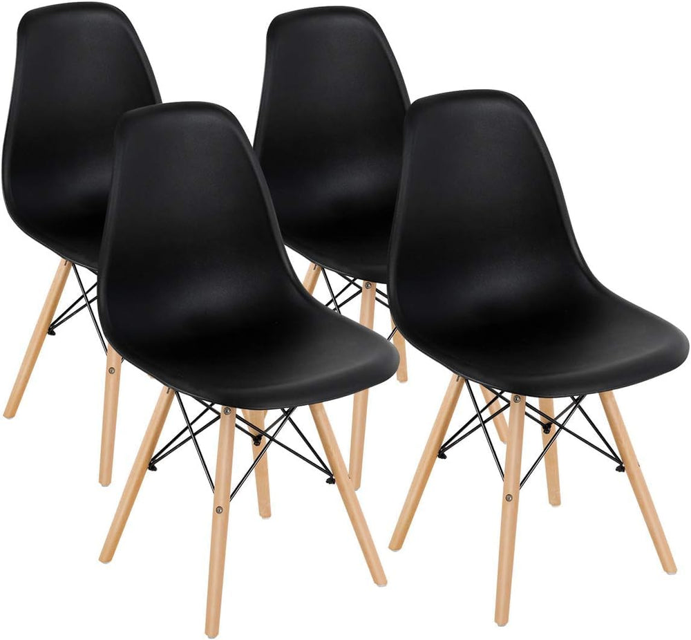 GOFLAME DSW Dining Chairs Set of 4, Shell Plastic Chairs with Wooden Legs, Mo...