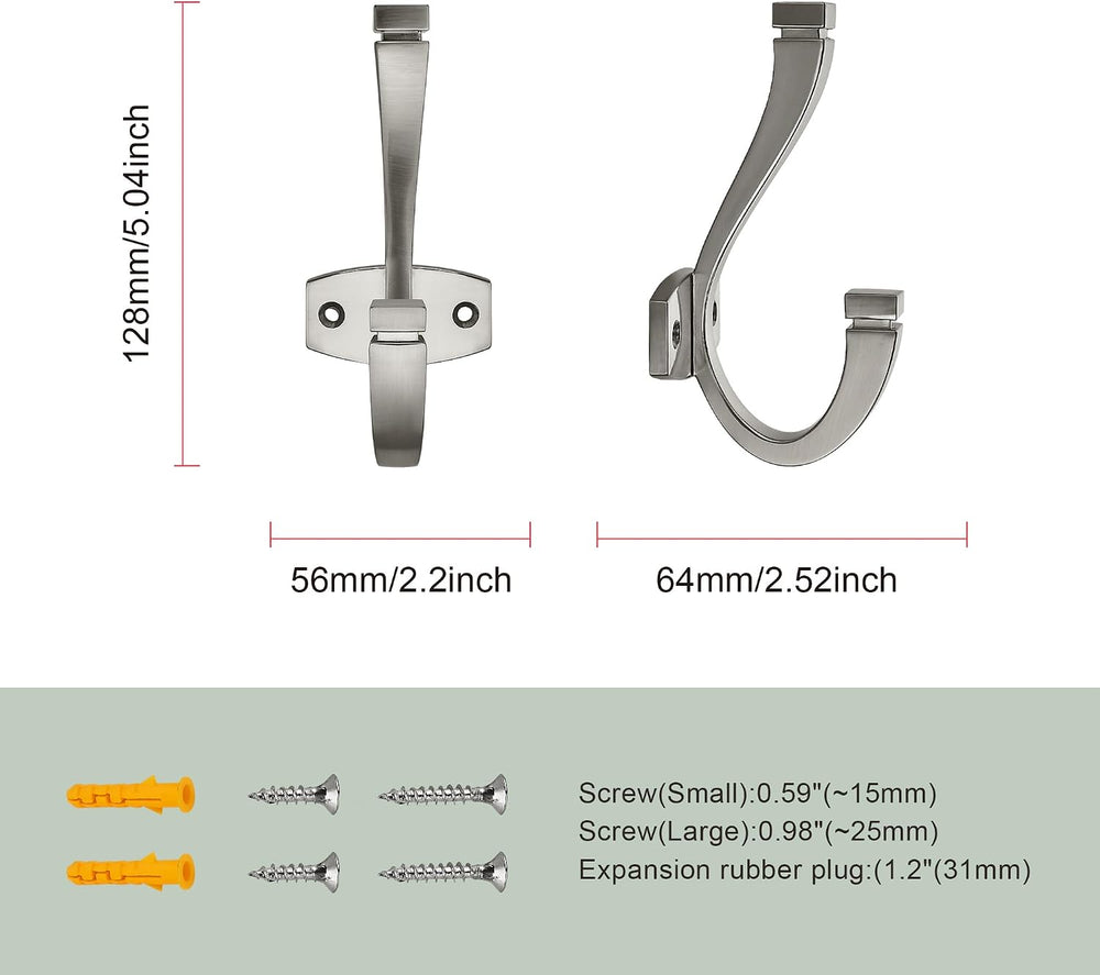 SAILING Coat Hooks - 3 Pack Brushed Nickel Towel Hooks Robe Hooks Decorative ...