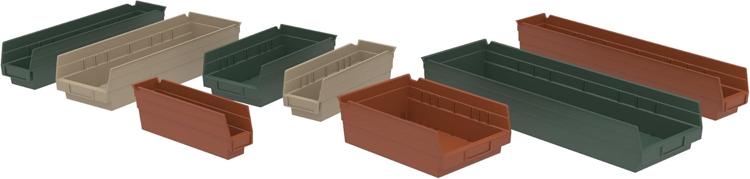 Akro-Mils 30150 12-Inch by 8-Inch by 4-Inch Plastic Nesting Shelf Bin Box, Terra Cotta, Case of 12