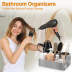 Hair Tool Organizer - Bathroom Vanity Organizers and Storage, Hair Styling Accessories Hot Tools Organizer Hair Dryer, Blow Dryer, Curling Iron, Flat Iron, Hair Straightener, Silver