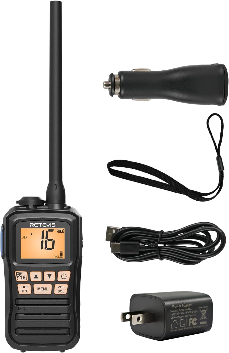 Retevis RM01P 3.5W Marine Radio VHF IP67 Floating, USB-C for Fishing(1Pack)