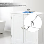 Pedestal Sink Storage Cabinet, Under Sink Cabinet with 2 Doors and Adjustable Shelf, Bathroom Sink Cabinet with U-Shape Cut-Out, Under Pedestal Sink Storage Cabinet for Bathroom, White