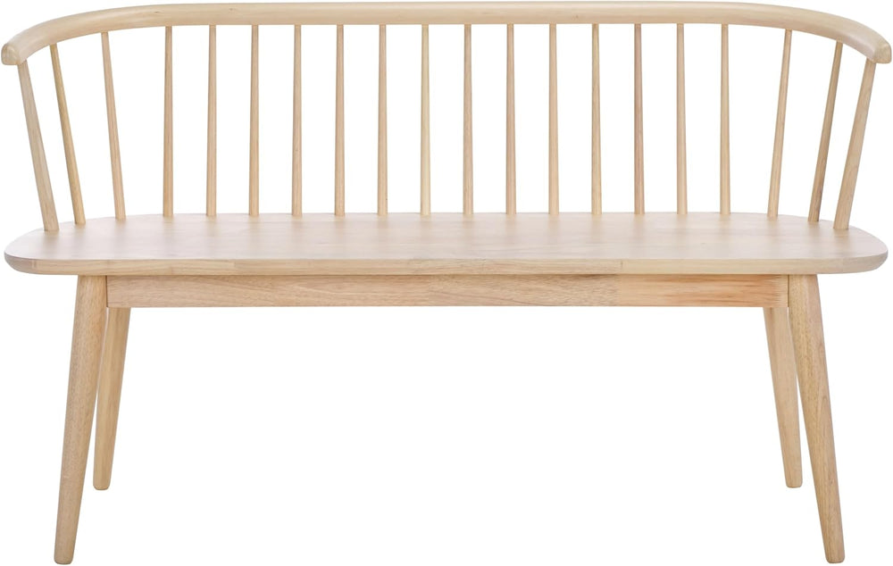 SAFAVIEH Furniture - Blanchard Spindle Bench - White Washed - Solid Wood - Cl...