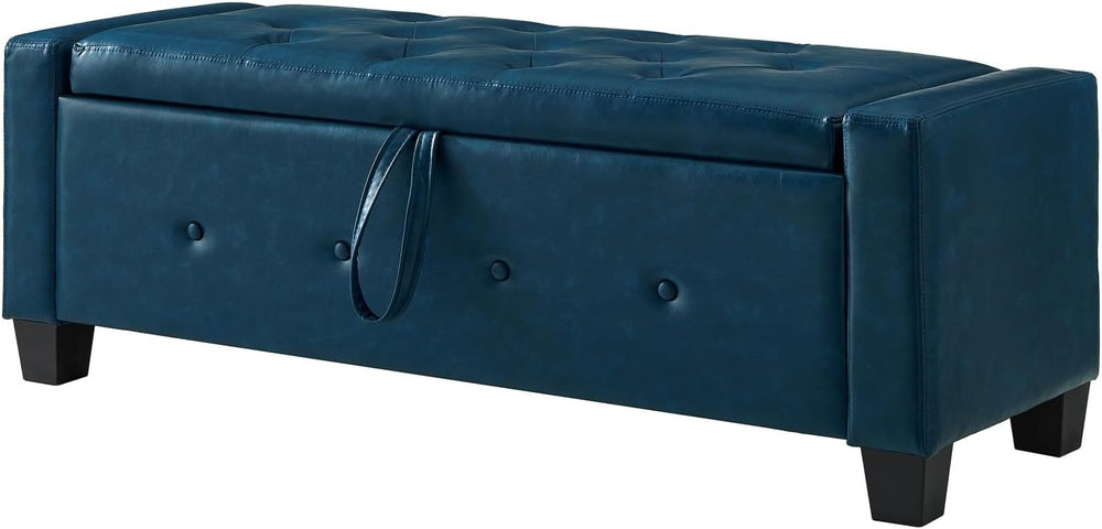 Storage, Bench for Bedroom,Living Room,Hallway, Upholstered Tufted Faux Leath...