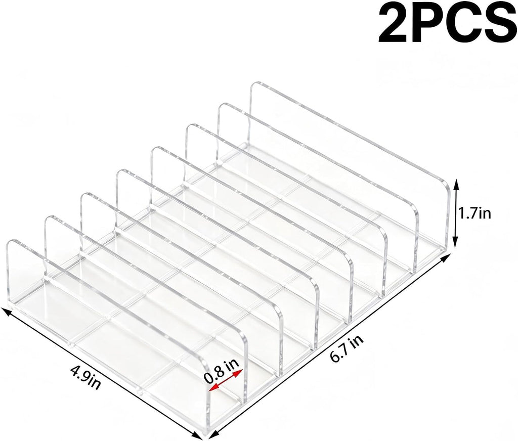 2Pk Acrylic CD Rack Clear, DVD Vinyl Record Display Stand | Scratch-Resistant Thickened Acrylic — Holds 14 Standard CD Cases Each (28 Total),fits Cassettes& Makeup Storage
