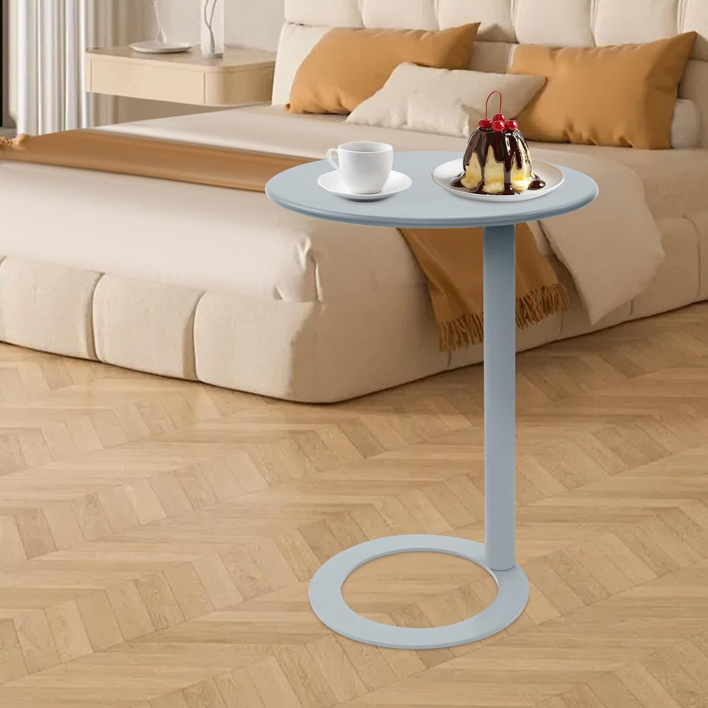 C-Shaped Round Side Table, Couch Side Tables with O-Shaped Base, Metal End Ta...