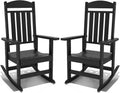 NAVINE Outdoor Rocking Chairs Set of 2, Oversized High Back Patio Rocking Chairs, All Weather Porch Rocking Chairs for Outside. Black