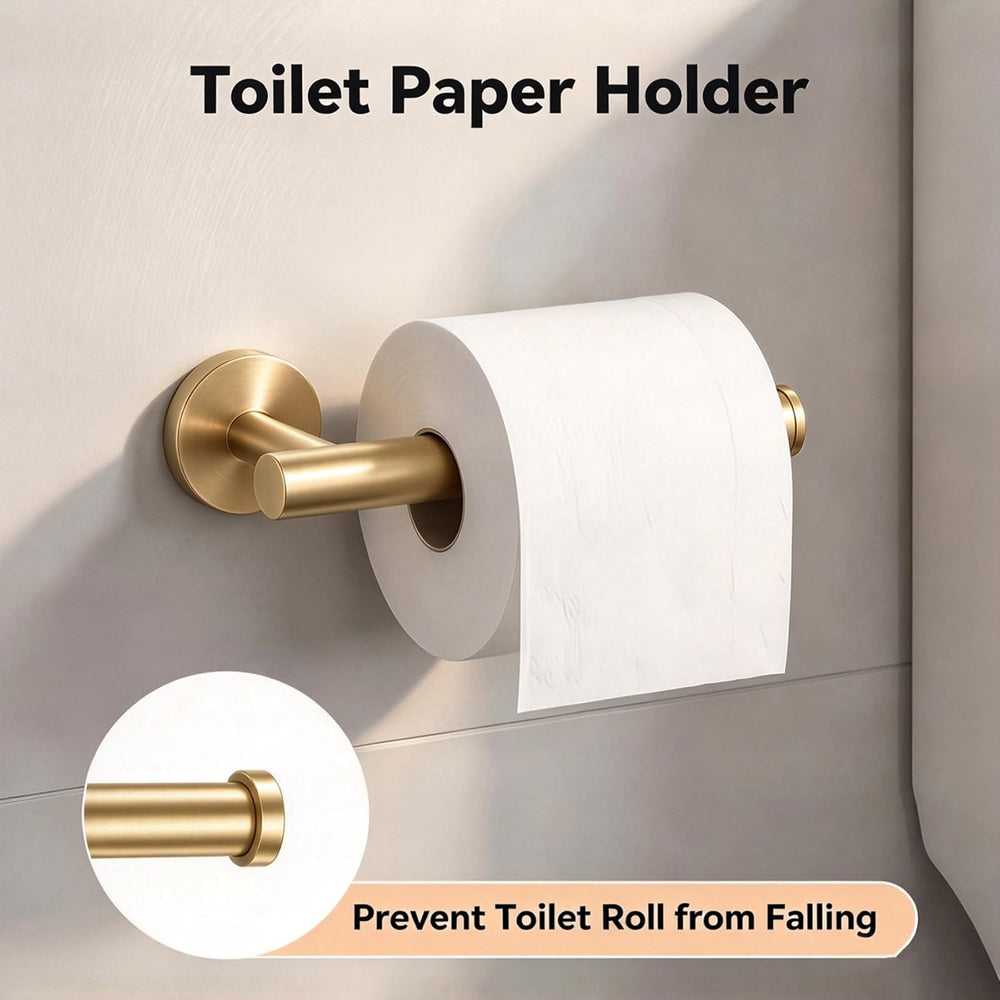 4-Piece Towel Holder Set, Brushed Gold Bathroom Accessories Set, SUS304 Stain...