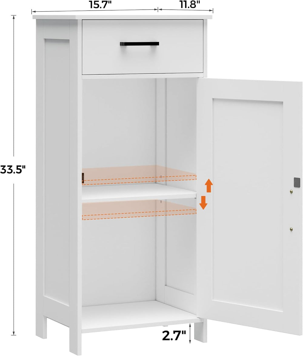 Bathroom Storage Cabinet with Drawer & Adjustable Shelf