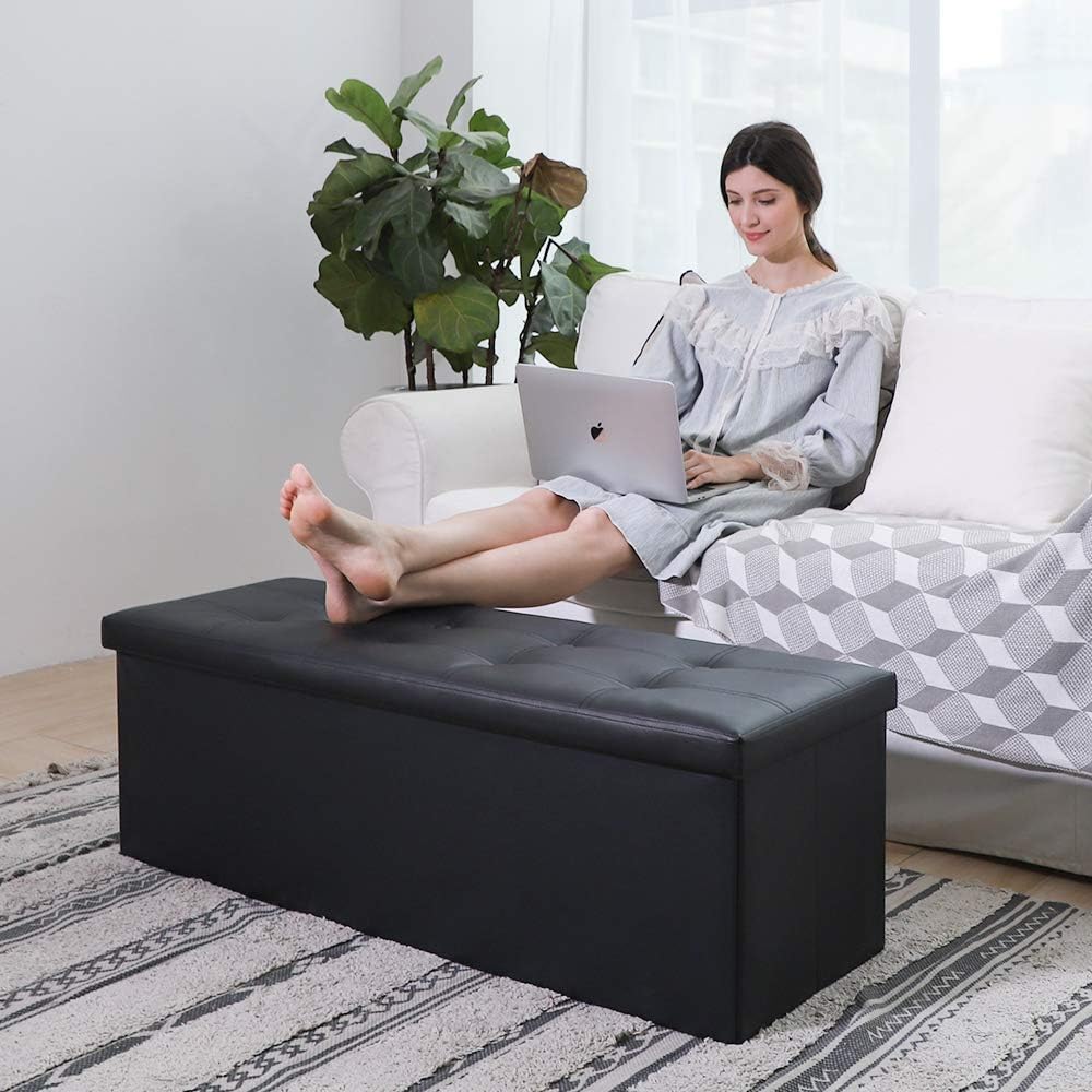Camabel 43 Inch Folding Storage Ottoman Bench 125L Hold up 700lbs Ottoman wit...