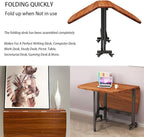 Multifunction Table Drop Leaf Dining Table - 47" Wooden Foldable Kitchen Table with 6 Wheels (Brown)
