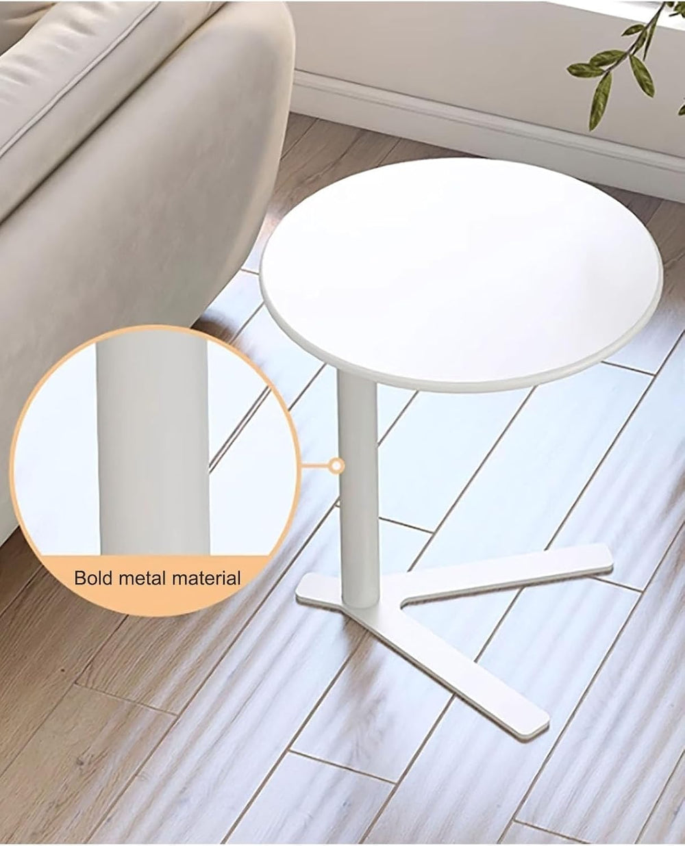 Round End Table,Embedded Coffee Table with V-Type Base,Sofa Side Table for Li...