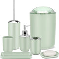 IMAVO Bathroom Accessories Set,Green Bathroom Set,7 Pieces Bathroom Accessory Set,Tray,Toilet Brush,Trash Can for Bathroom Décor and Housewarming Gifts