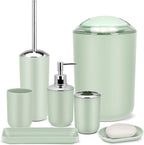 IMAVO Bathroom Accessories Set,Green Bathroom Set,7 Pieces Bathroom Accessory Set,Tray,Toilet Brush,Trash Can for Bathroom Décor and Housewarming Gifts