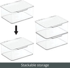 mDesign Plastic Playroom/Gaming Storage Organizer Box Containers, Hinged Lid for Shelves or Cubby, Holds Small Toys, Building Blocks, Puzzles, Markers, Lumiere Collection, Clear