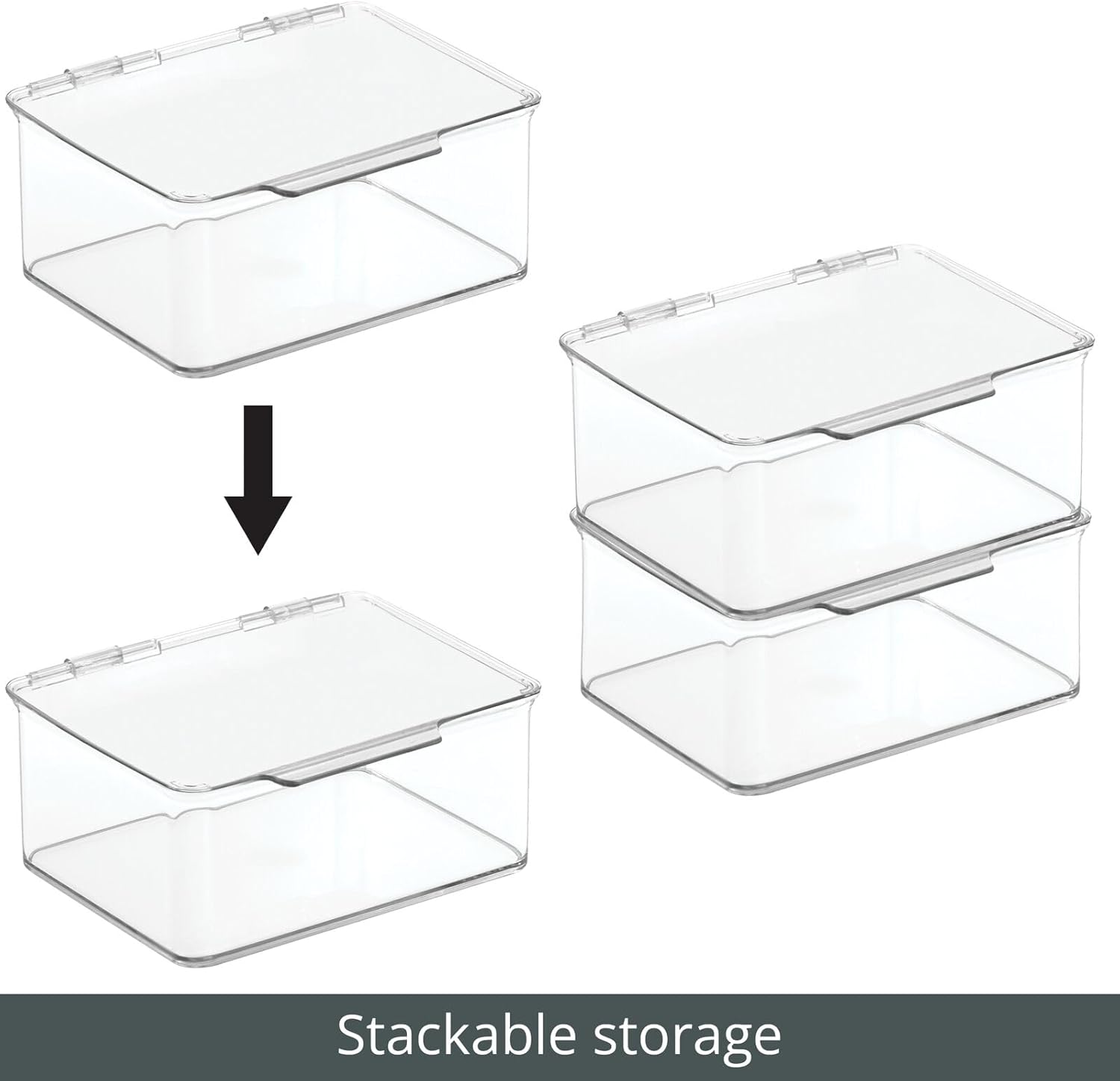 mDesign Plastic Playroom/Gaming Storage Organizer Box Containers, Hinged Lid for Shelves or Cubby, Holds Small Toys, Building Blocks, Puzzles, Markers, Lumiere Collection, Clear