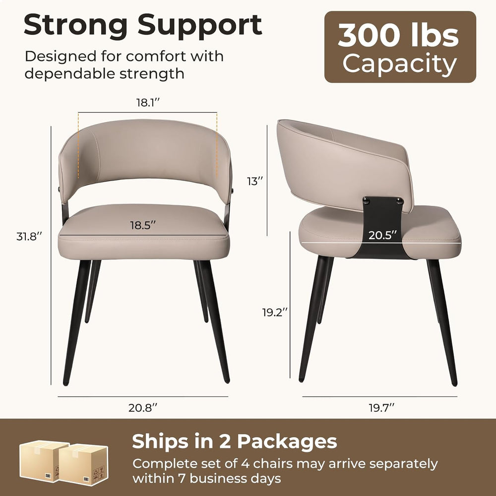 Dining Chairs Set of 4, Modern Upholstered Faux Leather Kitchen Chairs with C...