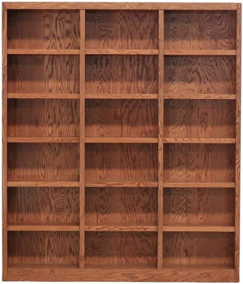 BOWERY HILL Traditional 84" Tall 18-Bookshelf Triple Wide Wood Bookcase ...