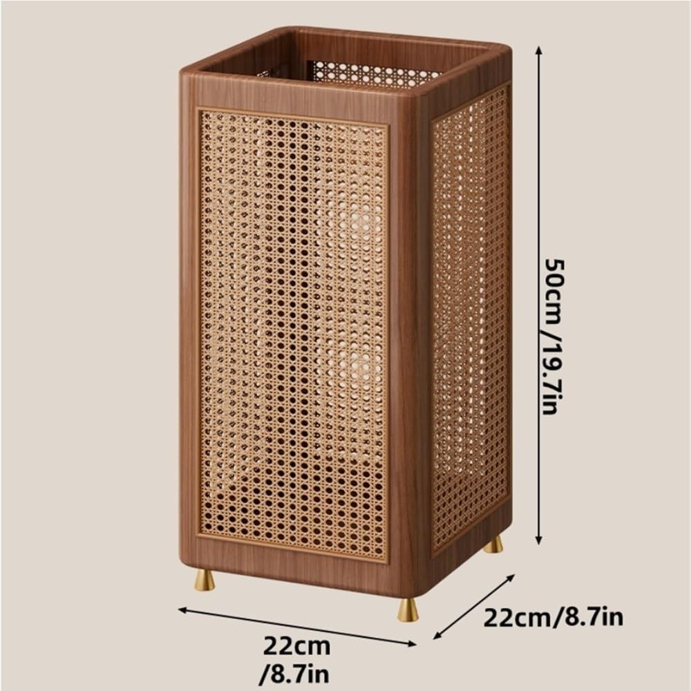 Wooden Umbrella Stand, Decorative Umbrella Basket | Umbrella Holder for Entryway, Vintage Minimalist Rectangular Design, Hollow Umbrella Storage for Indoor Use