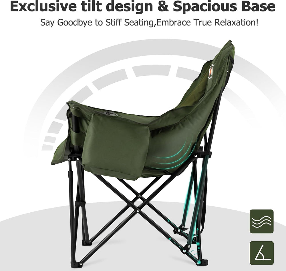 Overmont Oversized XL Camping Chair for Adults - 500lbs Support Heavy-Duty Pa...