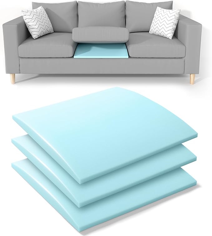 Tromlycs Couch Cushion Support for Sagging Cushions Sofa Seat Support Under Arched Foam Sag Repair 22x22 inch Blue, Set of 3