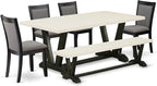 East West Furniture V627MZ650-6 6 Piece Modern Dining Table Set Contains a Rectangle Wooden Table and 4 Dark Gotham Grey Linen Fabric Parson Chairs with a Bench, 40x72 Inch, Multi-Color