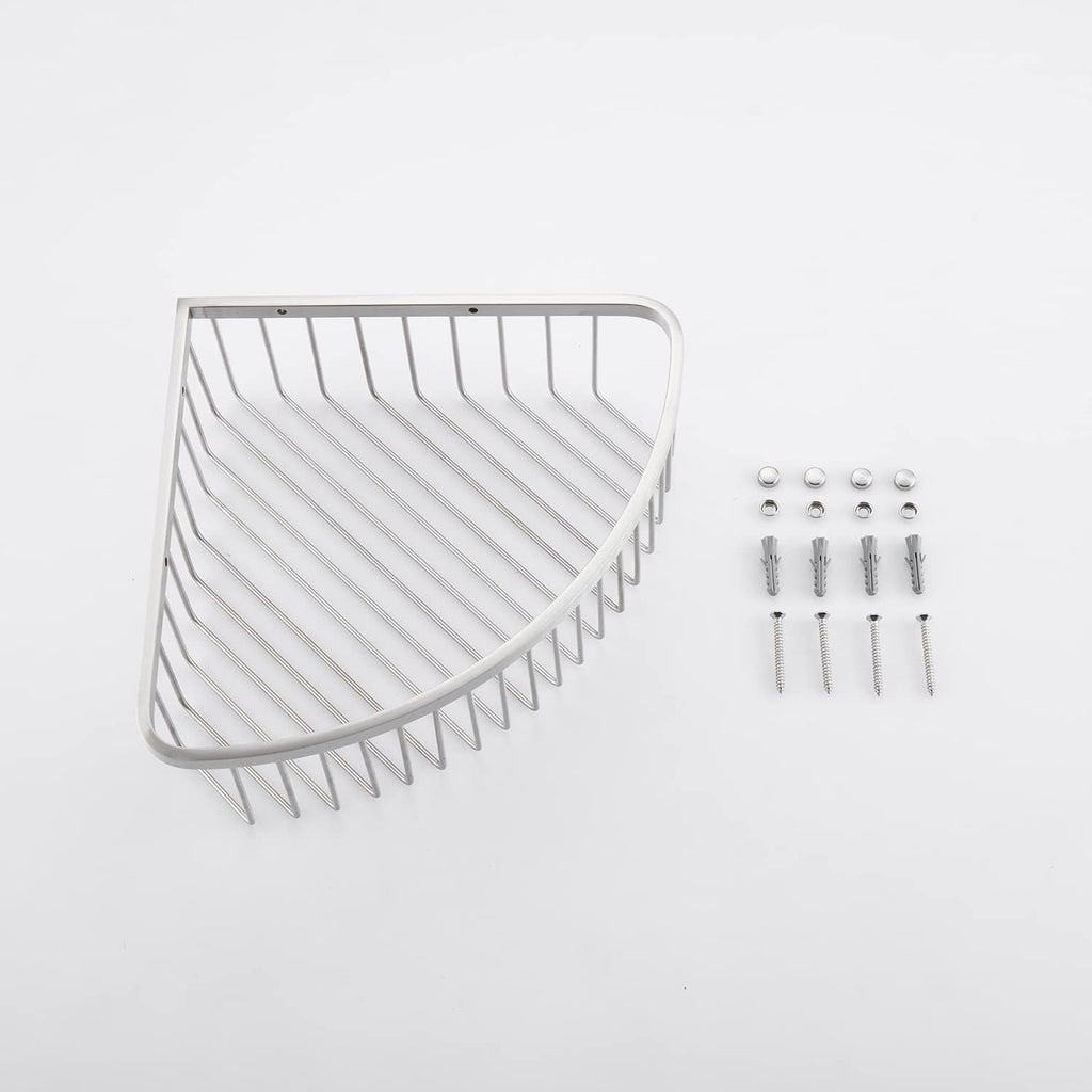 Bathroom Shower Caddy Corner Shelf Basket, Ultra Sturdy Rust-Proof Stainless Steel Shelf Organizer Shampoo Holder, Wall Mounted Storage Rack for Bathroom Kitchen, Brushed Nickel
