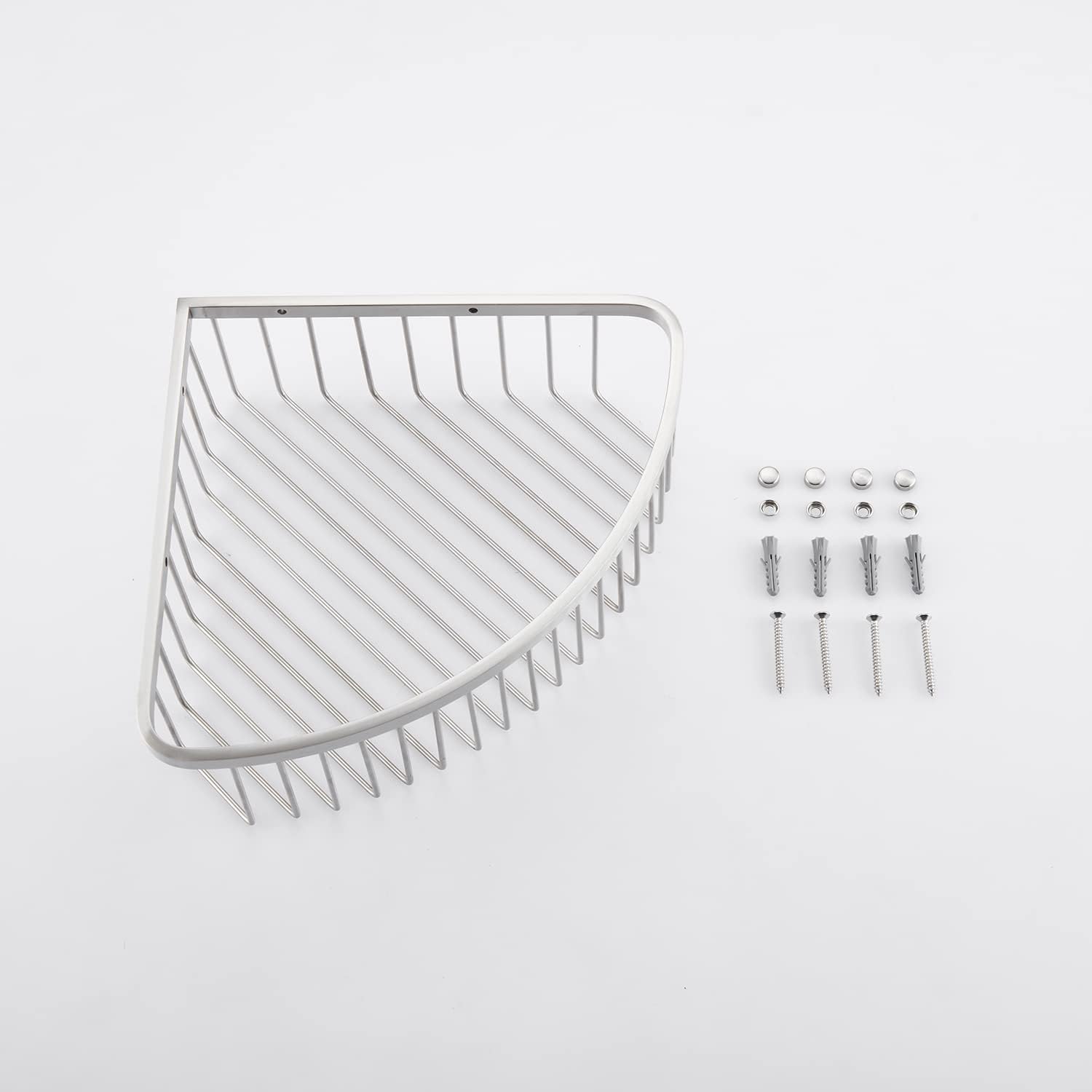 Bathroom Shower Caddy Corner Shelf Basket, Ultra Sturdy Rust-Proof Stainless Steel Shelf Organizer Shampoo Holder, Wall Mounted Storage Rack for Bathroom Kitchen, Brushed Nickel