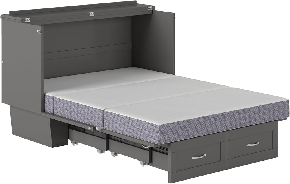 AFI, Monroe Full Murphy Bed Chest with 6" Mattress & Drawer, Grey