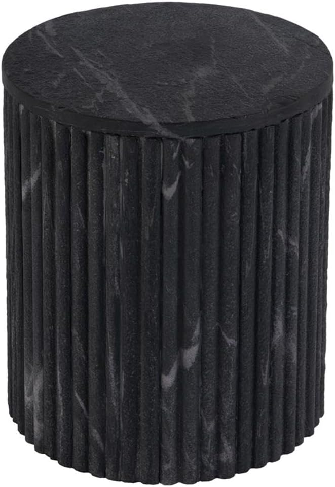 Beaumont Lane Round Marble and Wood Side Table, 15" W x 18" H, Gray...
