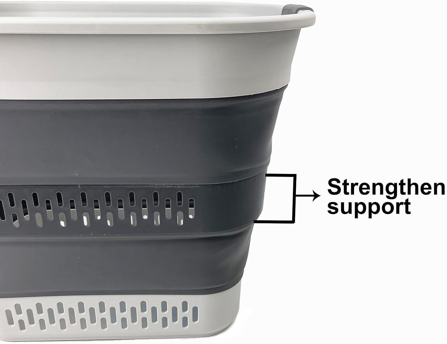 SAMMART 40L (10.5 Gallon) Collapsible Plastic Laundry Basket - Foldable Pop Up Storage Container/Organizer - Portable Laundry Hamper - Space Saving (1, Grey/Steel Grey)