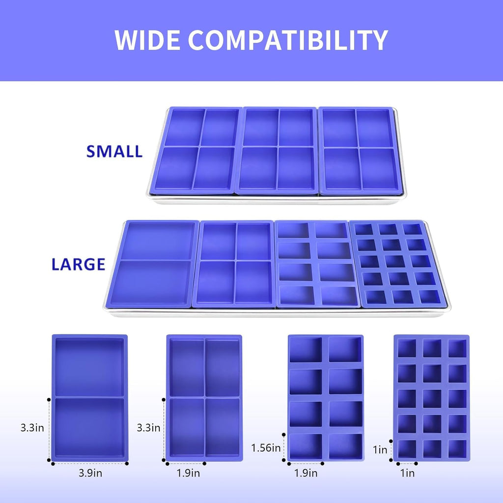 4 Pcs Silicone Tray Dividers for Harvest Right Freeze Dryer,Silicone Food Molds for Harvest right freeze dryer accessories，Reusable Dryer Food Freezer Trays (Purple,15 Cavities)