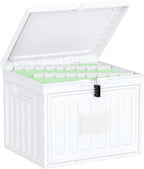 Oterri Plastic File Box with Lid for Letter Size File Folders, Hanging File Folder Box, File Organizer for File Cabinet, Home, Office,School(White, Large-1 Pack Without Folders)