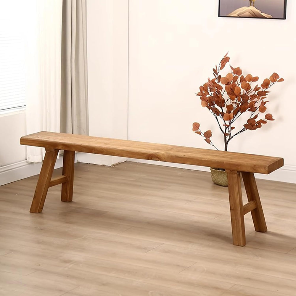 Farmhouse Wooden Dining Bench, Long Kitchen Bench with Rounded Corner, Rustic...