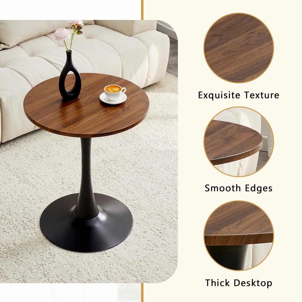 Round Dining Table, 23.6" Circle Tulip Table with Thickened Tabletop &am...