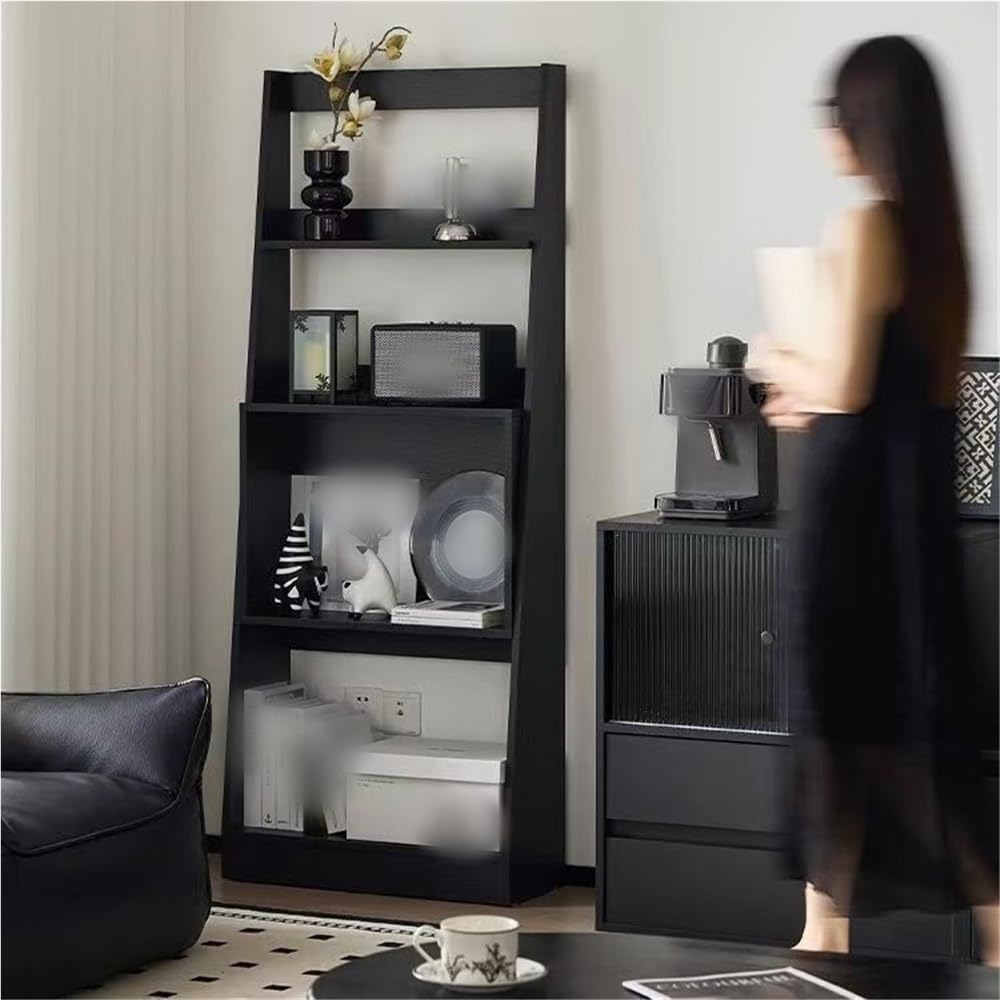Vinta 4-Tier Wood Ladder Shelf - Stylish Open Display Rack, Floor-Standing Magazine Holder, Versatile Storage for Living Room & Study, Modern Home Decor