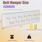Belt Hanger Wall Mount Belt Organizer for Closet, Holds Over 28 Belts Wooden Wall Mounted Belt Rack Storage Tie and Scarf Hanger for Closet, Wall, Door (White)