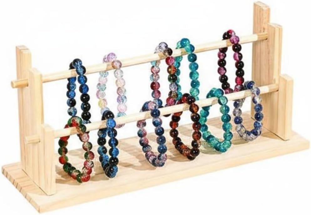 Hair Hoop Shelf Wooden Organizer Multi-Tier Headband Rack Scrunchie Display Ladder Stand Solid Wood Structure Suitable for Bedroom Vanity Dorm Wardrobe, Modern-C