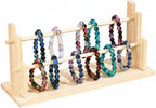 Hair Hoop Shelf Wooden Organizer Multi-Tier Headband Rack Scrunchie Display Ladder Stand Solid Wood Structure Suitable for Bedroom Vanity Dorm Wardrobe, Modern-C