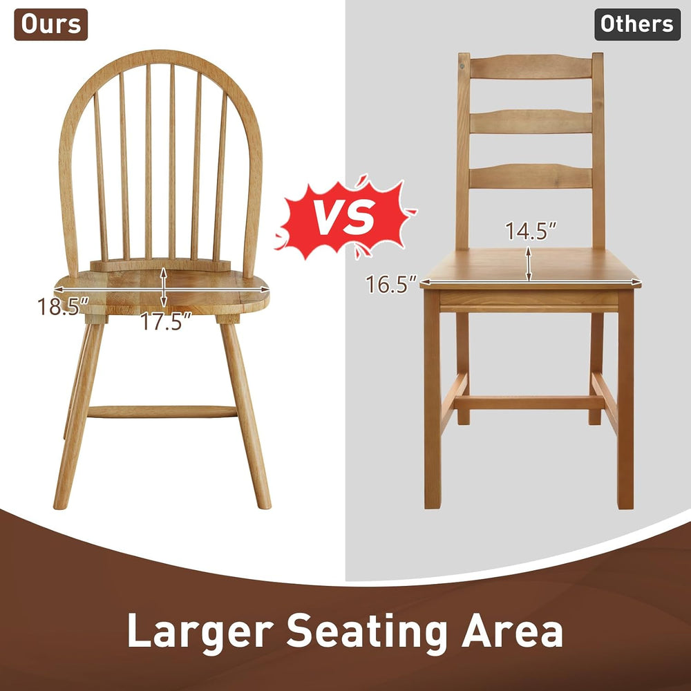 POWERSTONE Dining Chairs Set of 2, Wood Windsor Chairs with Spindle Back Coun...
