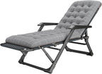 Lawn Recliner Folding Portable Chaise Lounge with Detachable Cushion, Reclining Patio Lounger Chair Gravity(Grey)