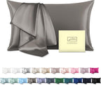 Natural Mulberry Silk Pillowcase for Hair and Skin Queen Size 20"X30" Silk Pillow Case with Hidden Zipper Soft Breathable Smooth Cooling Silk Pillow Covers for Sleeping(Gray,Queen,1Pcs)