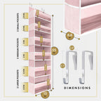 HOMELUX THEORY Over The Door Organizer Hanging - 50lbs Load 6 Large Front & 12 Side Pockets, 1 Pack Over The Door Shoe Organizer, Hanging Closet Organizer For Toys, Diaper, Purse, Sewing (Baby Pink)
