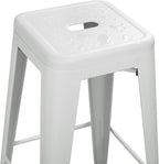 Yaheetech 30 Inch Metal Bar Stools Set of 4, Bar Height Backless Bartools, Industrial Stackable Bar Chairs with Footrest for Kitchen/Dining Room/Bistro/Patio, White