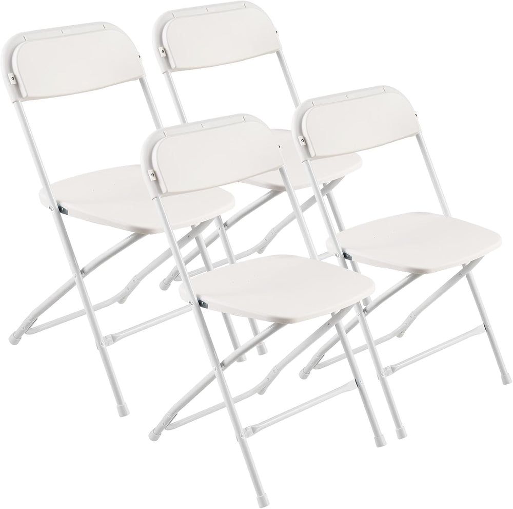 VEVOR 4 Pack Folding Chairs, Foldable Plastic Chair with Reinforced Metal Fra...