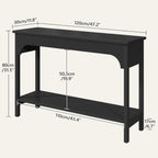 MAHANCRIS Fluted Console Table for Entryway, 43.2" Narrow Console Table with Storage, 2 Tier Industrial Sofa Table for Entryway, for Living Room, Behind Couch, Narrow Hallway, Entry, Black CTBK38001