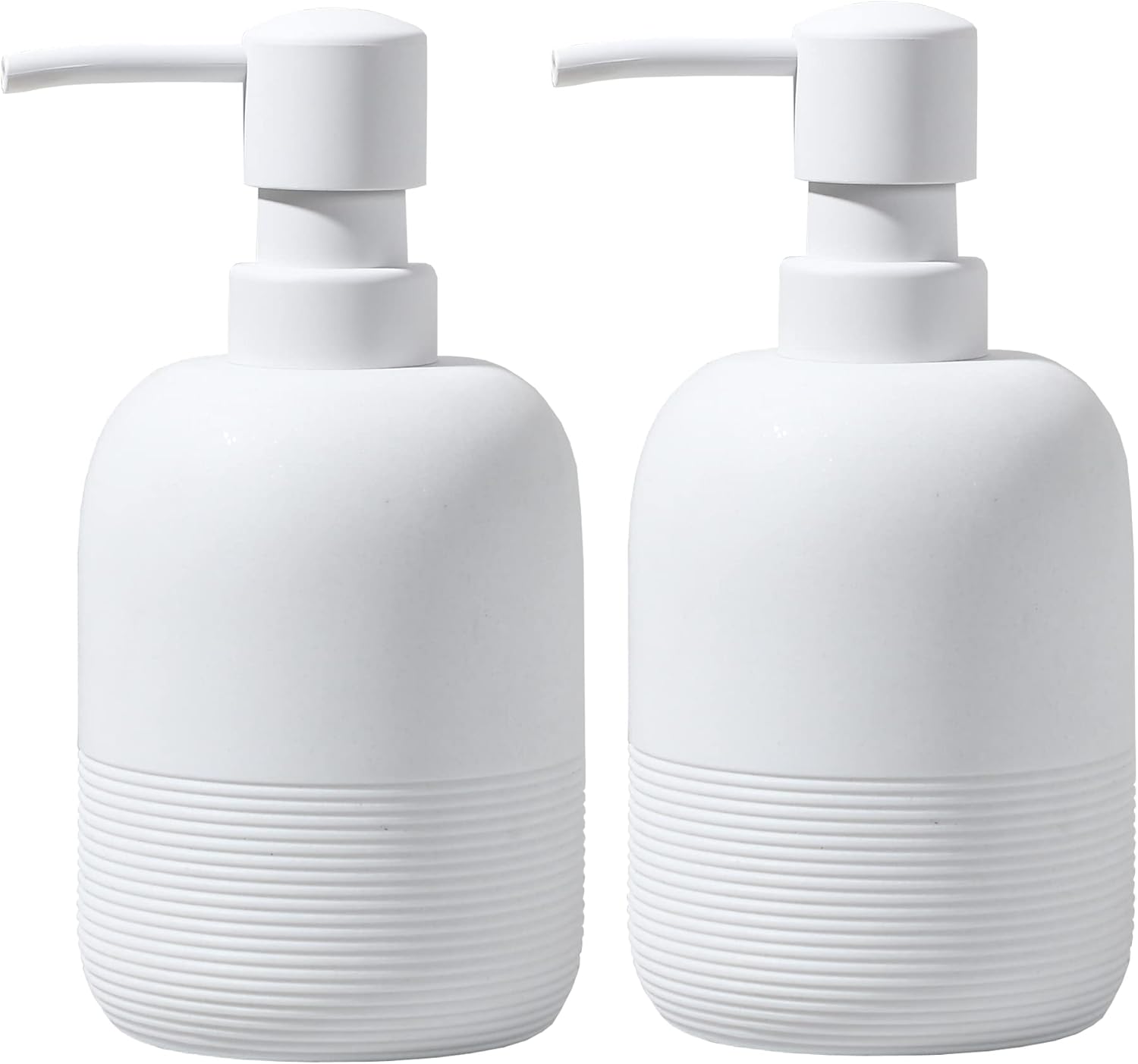 White Soap Lotion Dispenser with A Spare Pump,Liquid Hand Soap Dispenser Sets for Bathroom Countertop,2pcs/Set Soap Dispenser for Kitchen