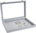 Wudygirl Velvet Jewelry Organizer Empty Jewelry Tray Organizer Jewelry Box Storage Case Display Necklaces Earring Stackable Tray Containers Clear Lid (DIY Box)