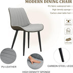 Dining Chairs Set of 6, Leather Modern Kitchen & Dining Room Chairs, Comfortable Upholstered Kitchen Chairs with Metal Legs Armless Side Chairs for Kitchen Restaurant, Light Grey & Dark Grey