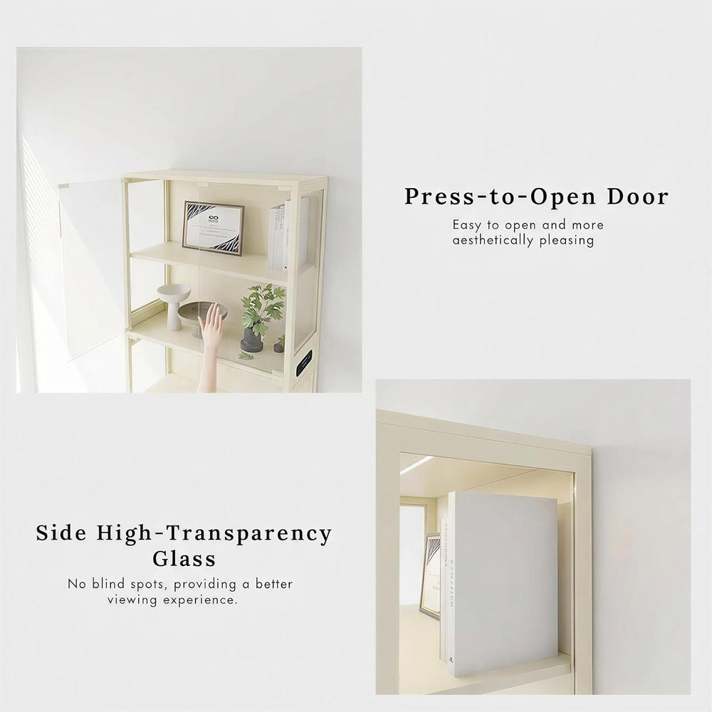 Display Cabinet with Glass Doors, 5-Tier 65" Glass Display Cabinet with ...